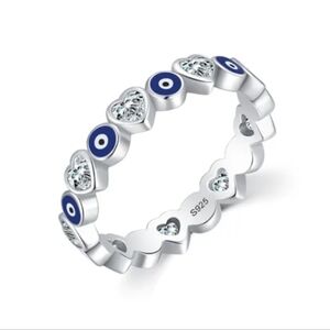 Sterling Silver 925 Evil Eye Ring Size 7